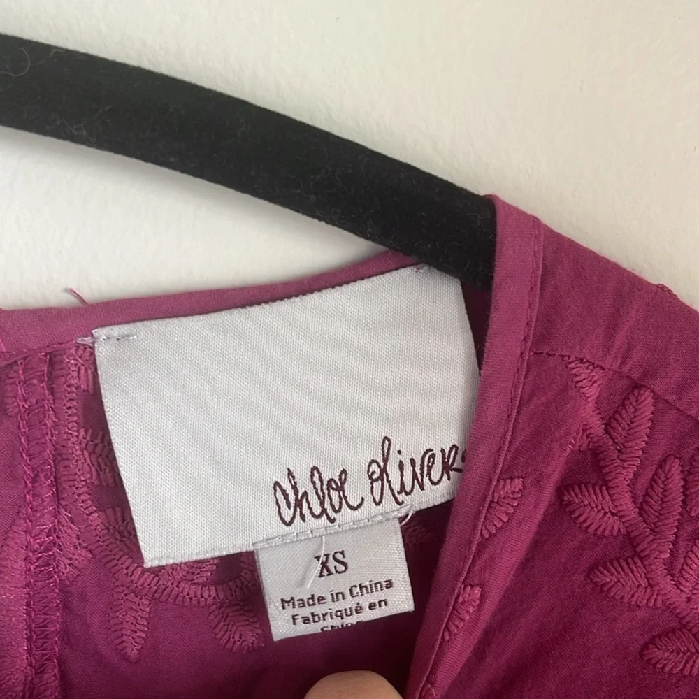 EUC Anthropologie Chloe Oliver Laser Cut Embroidered Top XS​​​​​